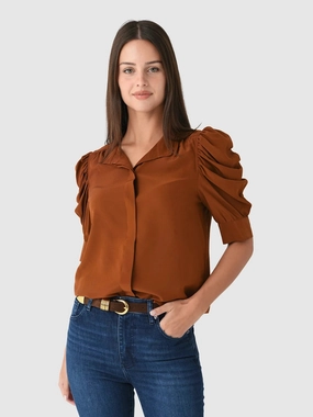 The Gillian Top Rust AthleisureCompatible Reinforced Hemline