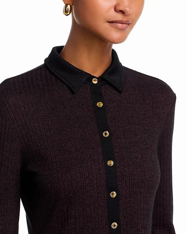 NonRestrictive Fit The Knit Contrast Polo Dark Brown