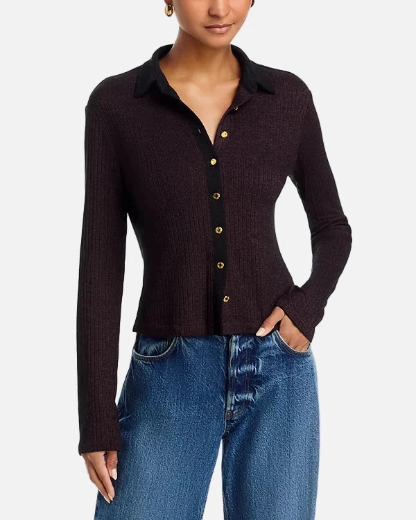 Cozy Fit Built In Filter Layer The Knit Contrast Polo Dark Brown