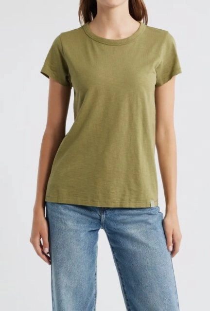 The Slub Tee Olive Hidden Button Placket Comfortable Cotton