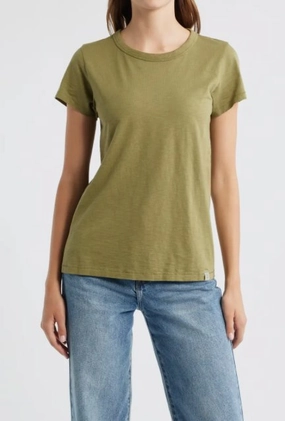 The Slub Tee Olive Hidden Button Placket Comfortable Cotton