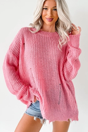 FlexibleRibbing StretchFabric The Soft Life Signature 8 Solid Knit Pullover (Pink)