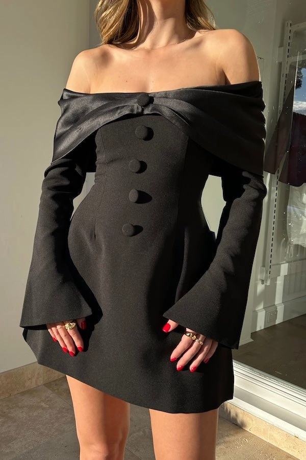 The Ultimate Muse Bow Mini Dress Black Chill Comfort Subtle Detail