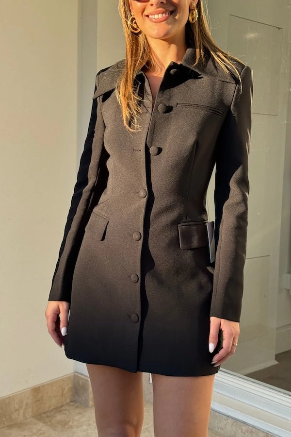 Fresh Color Sheer Layer The Ultimate Muse Structured Button Dress Black