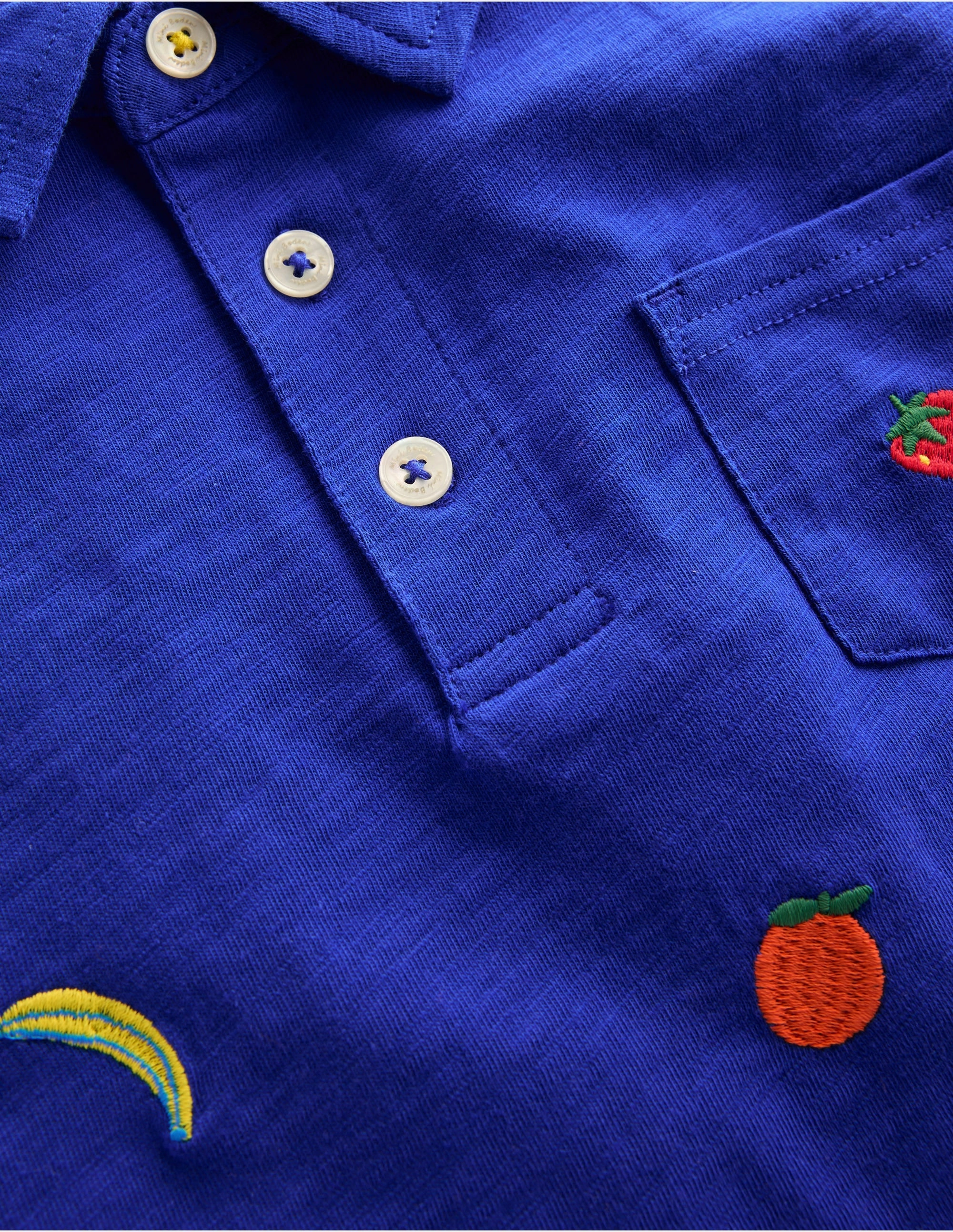 SoftBrushed Embroidered Slub Polo Shirt-Fruit Embroidery