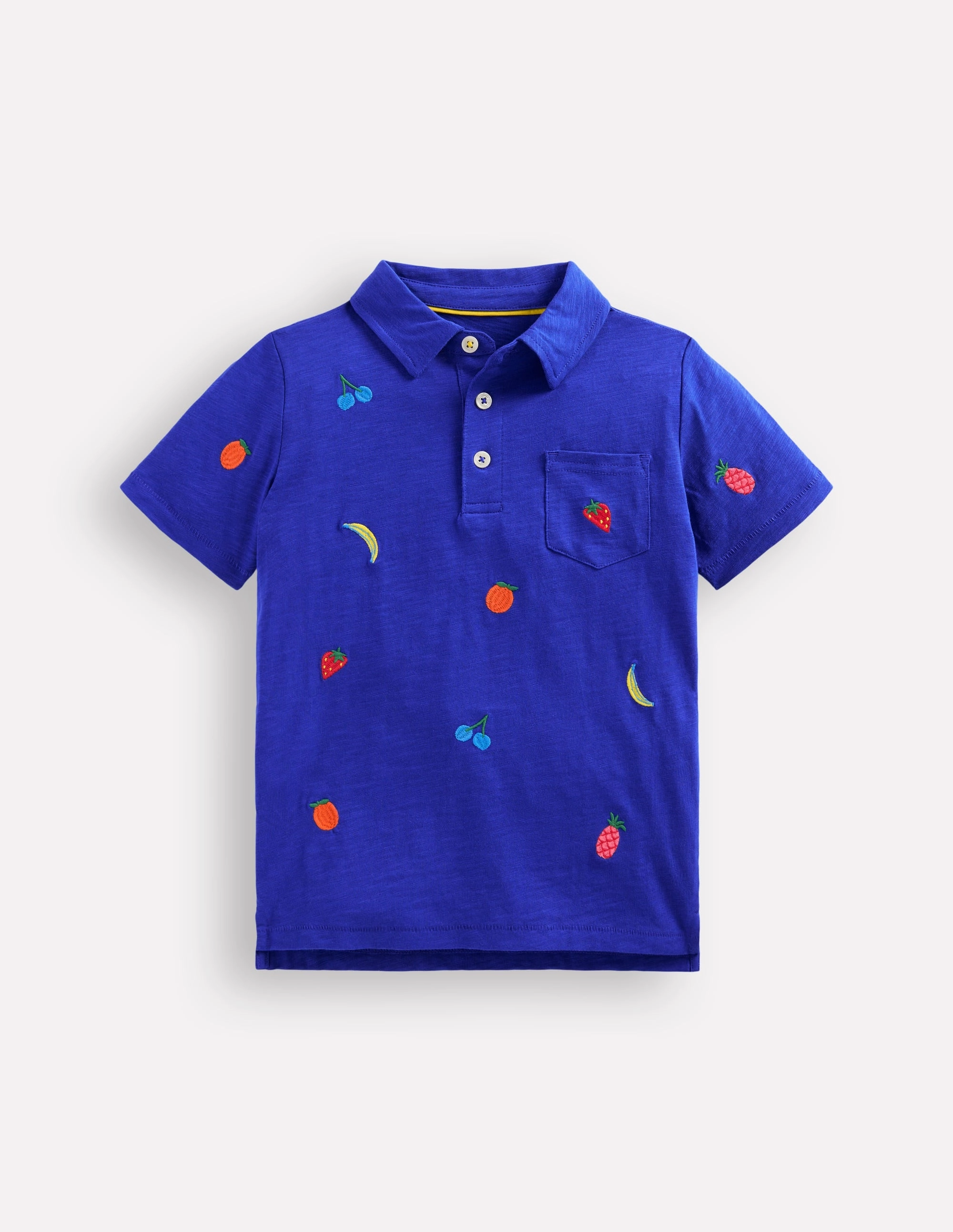 Anti Bacterial Layer Embroidered Slub Polo Shirt-Fruit Embroidery