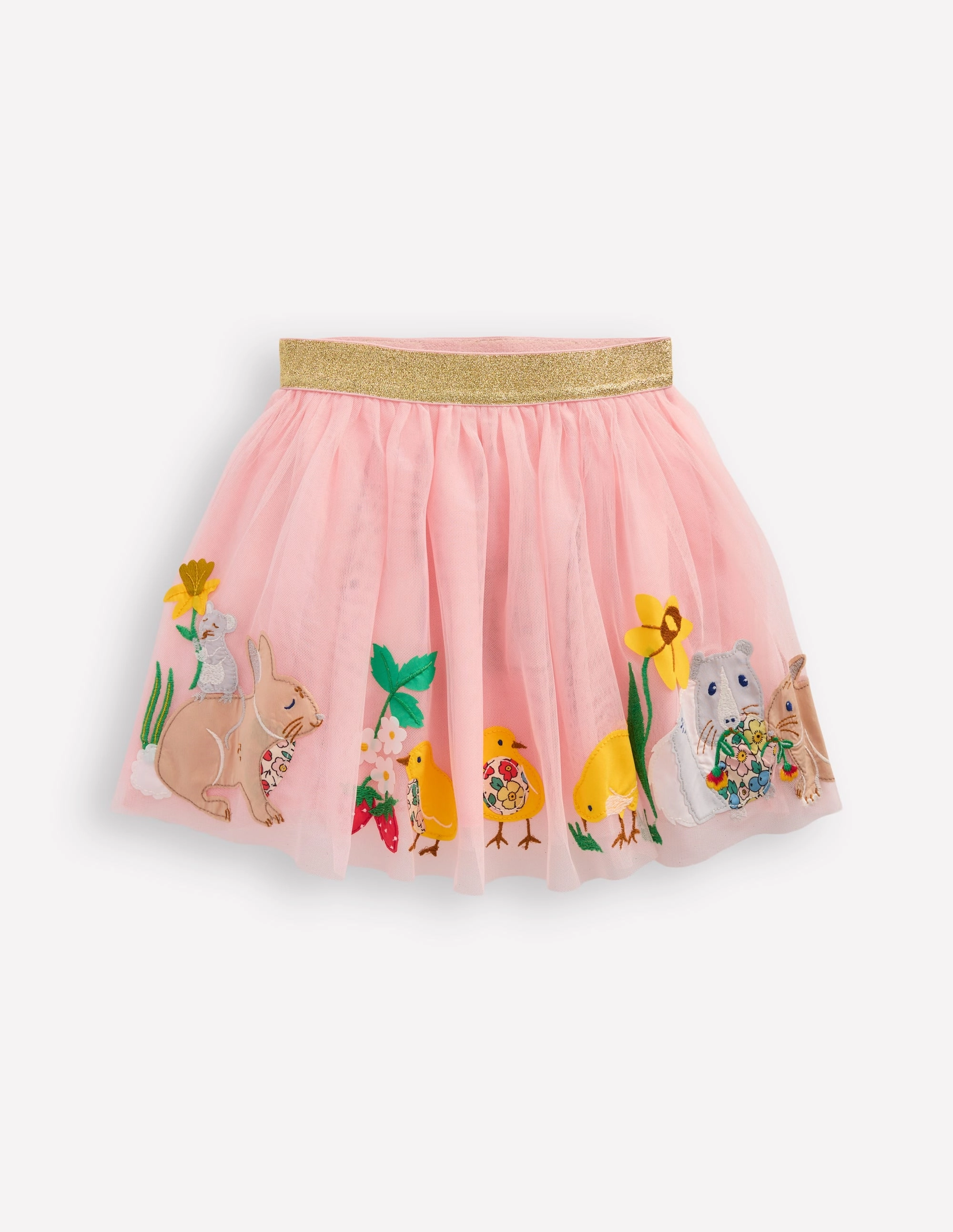 Neat Mood Tulle Applique Skirt-French Pink Bunnies
