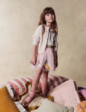 Clean Finish Tulle Applique Skirt-French Pink Bunnies