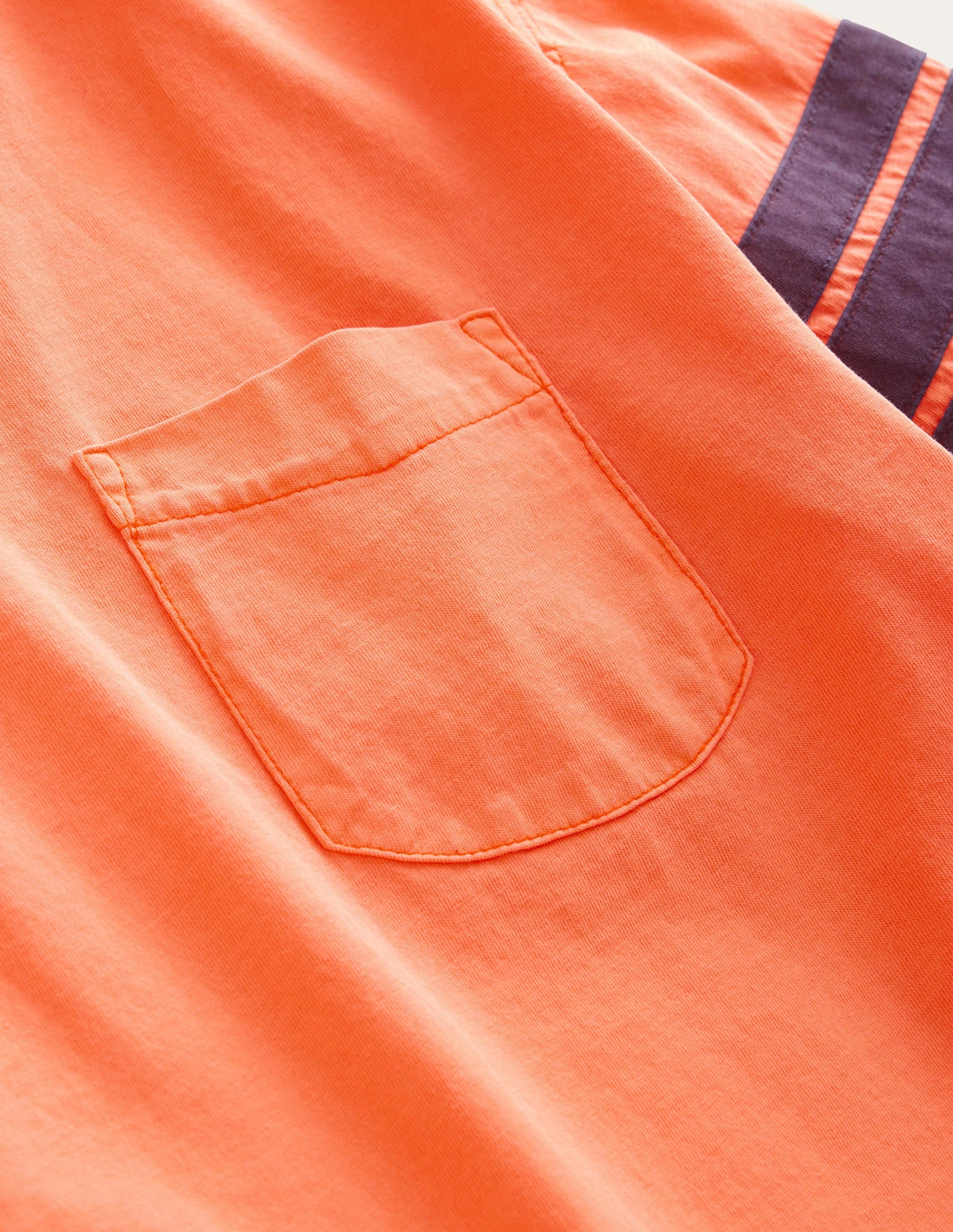 FlexibleNeckline Office Wear Contrast Stripe T-shirt-Neon Orange