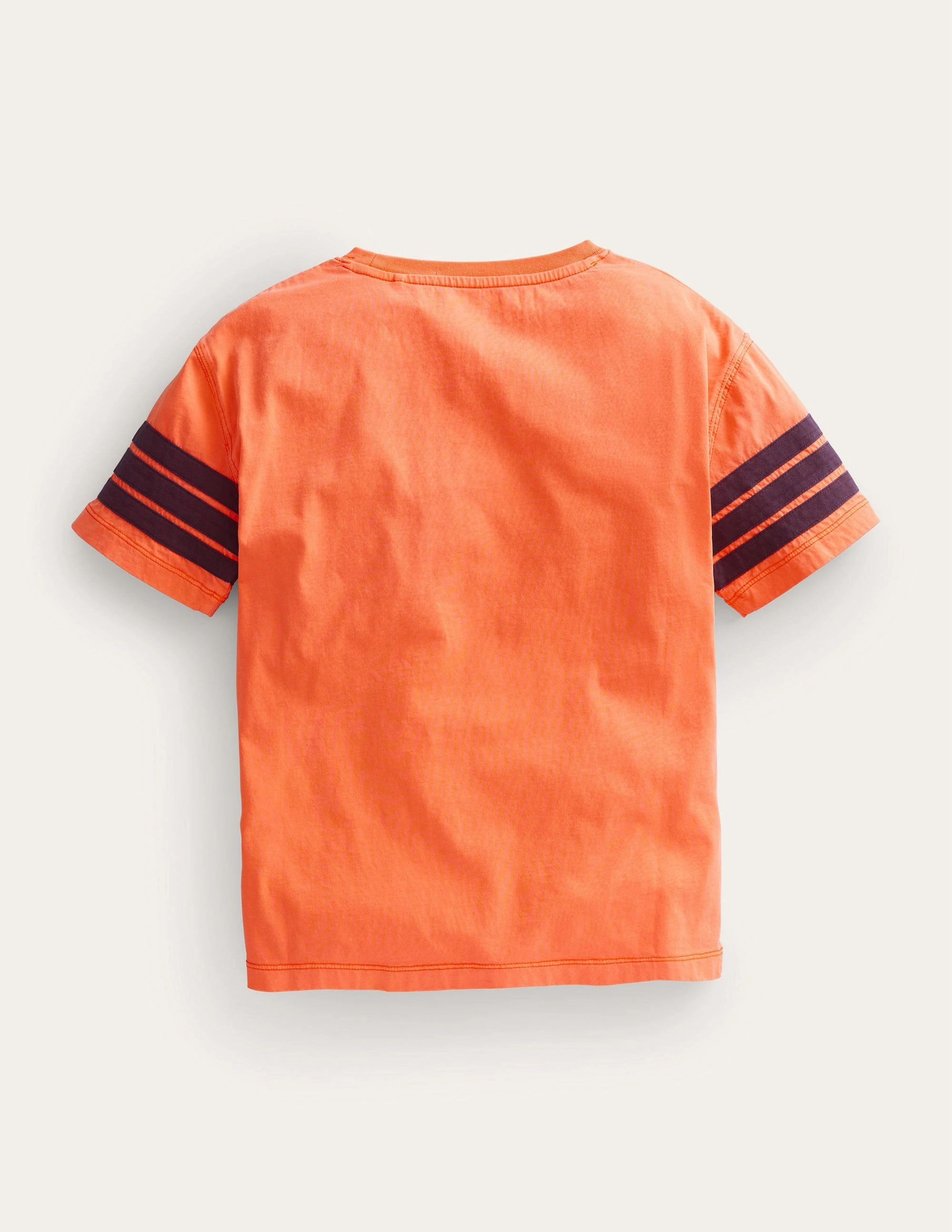 Reverseble Design Contrast Stripe T-shirt-Neon Orange