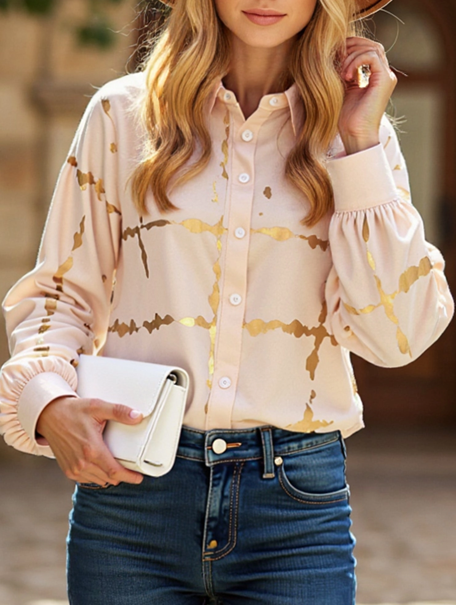 Burnished printed shirt Flexible Ribbing Fashionable Style