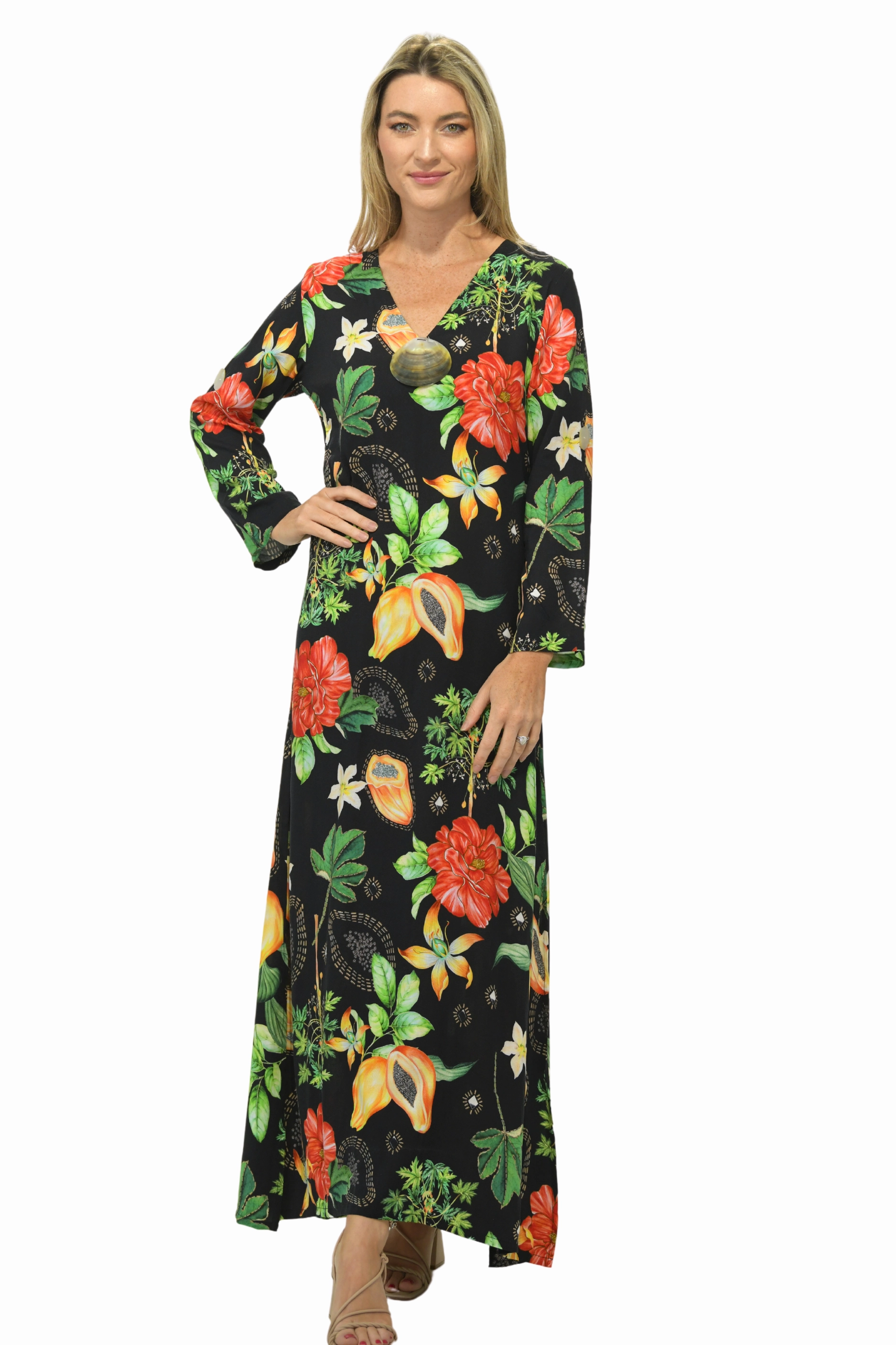 Seychelles Kaftan / Black Papaya Luxury-Fabric