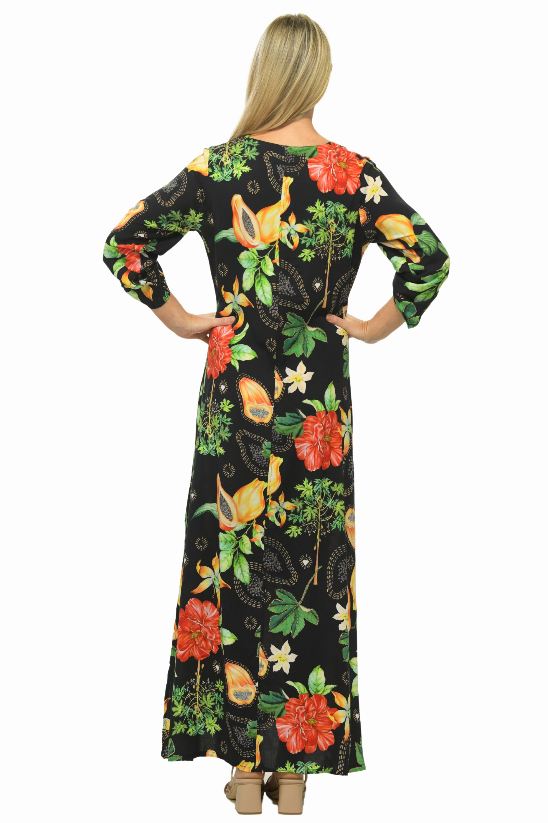 Seychelles Kaftan / Black Papaya Silky Silhouette Crisp Finish