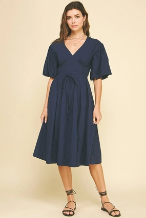 Midnight Hour Dark Navy Midi Dress Versatile and Comfortable Relaxed and Effortless