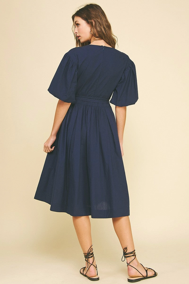 Midnight Hour Dark Navy Midi Dress Party Safe