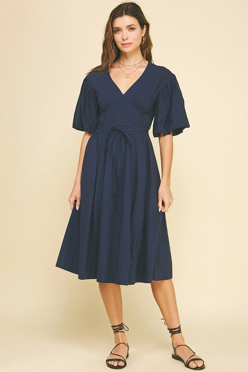 Midnight Hour Dark Navy Midi Dress Versatile and Comfortable Relaxed and Effortless