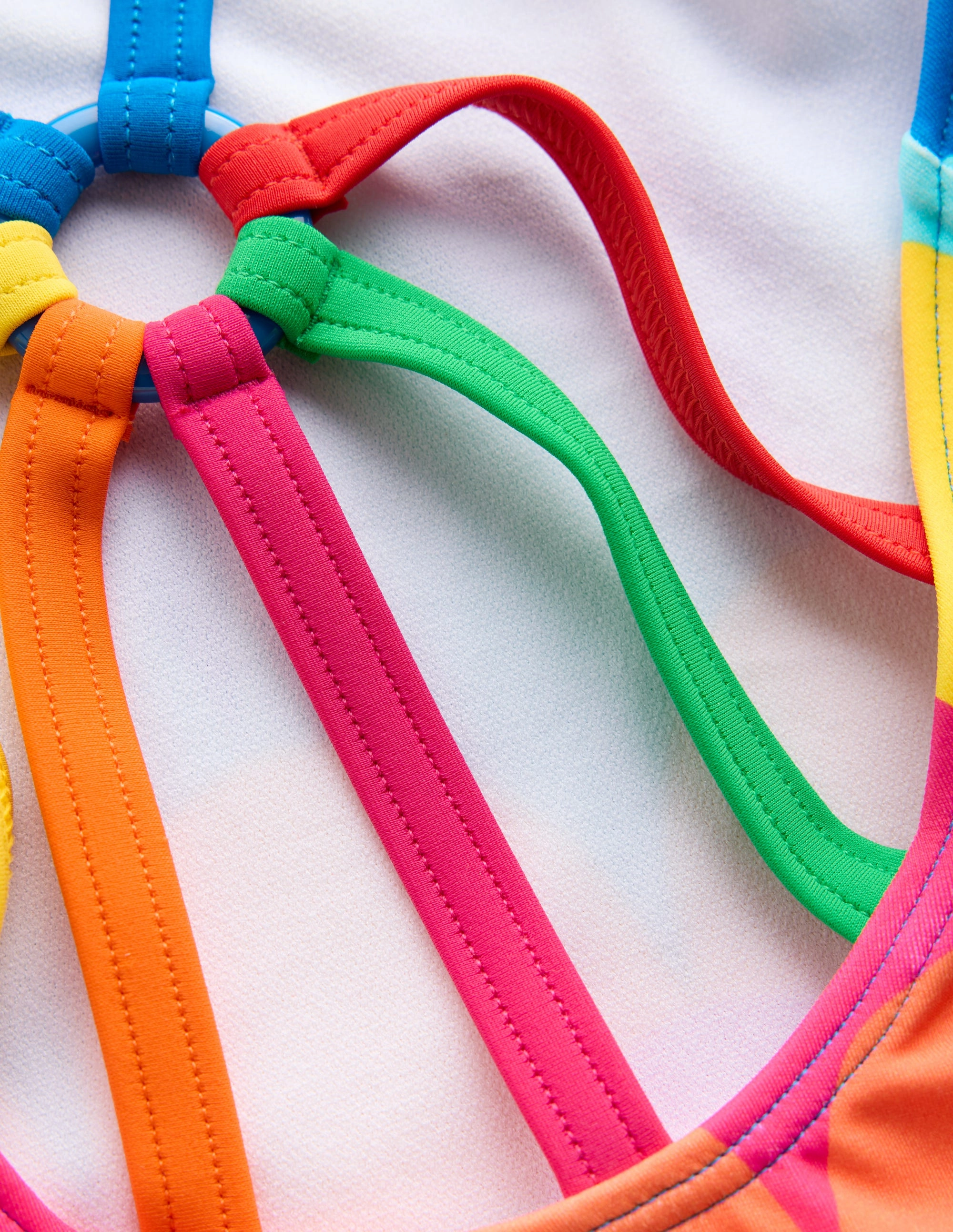 Neutral Tone Trims Selena Rainbow Strap Swimsuit-Multi Scallop Stripe