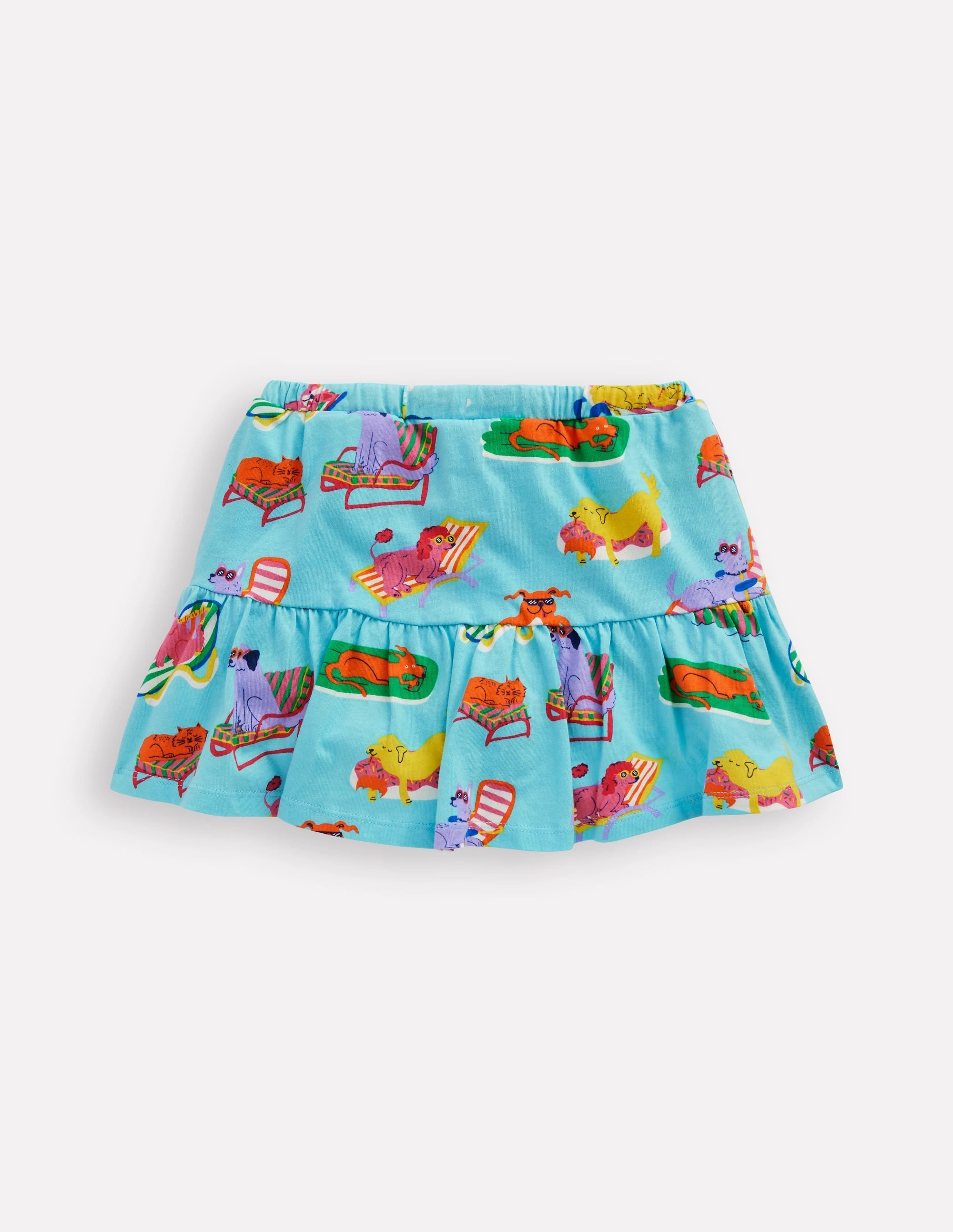 Red Carpet Look Tiered Jersey Skort-Caribbean Blue Poolside Pets