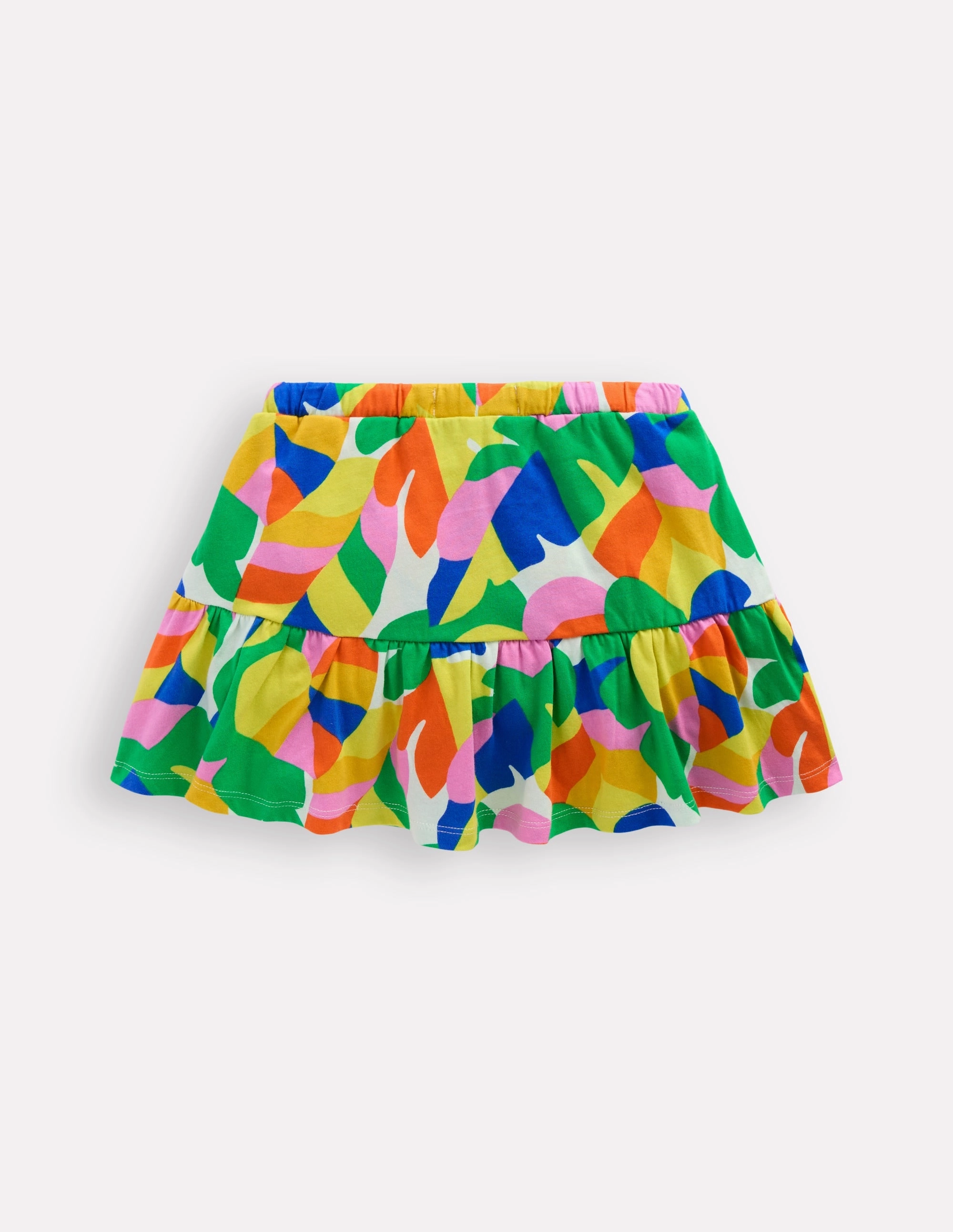Family Celebration Tiered Jersey Skort-Multi Abstract Palm