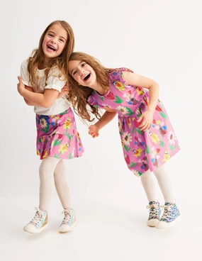 Tiered Jersey Skort-Sugared Lilac Spring Garden Patchwork Design Easy Combo