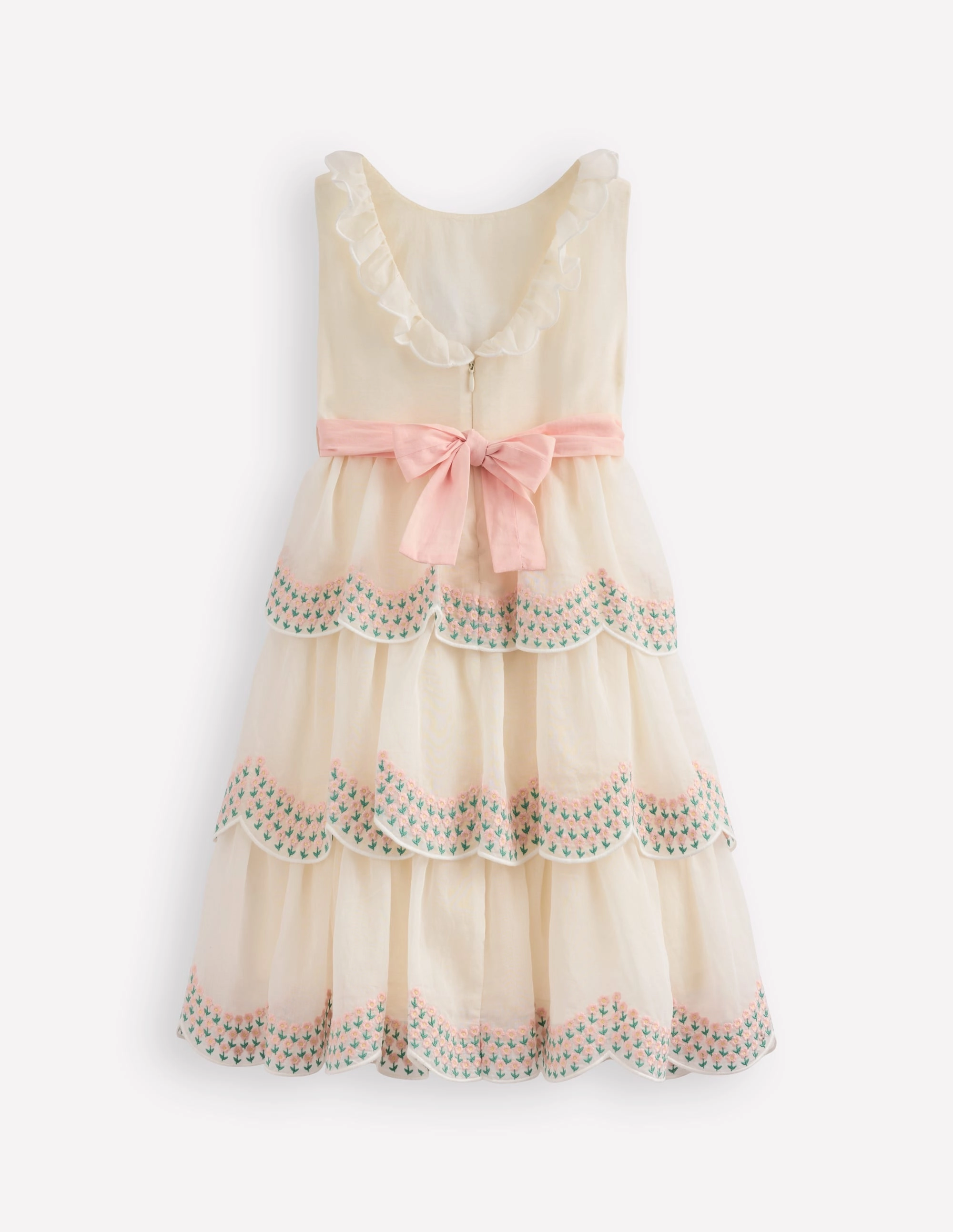 Tiered Organza Dress-Ivory Lined interior