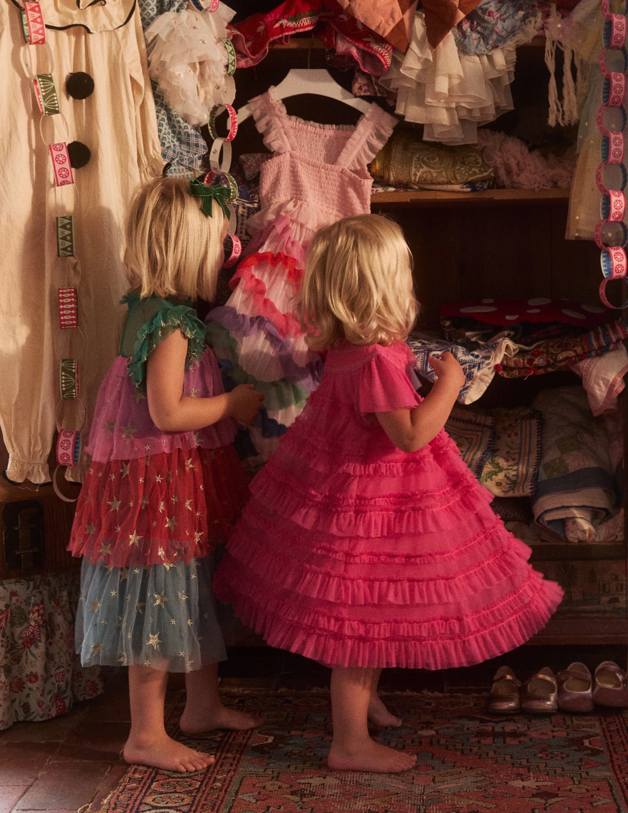 Tiered Tulle Dress-Multi Stars Button-front Love Soft