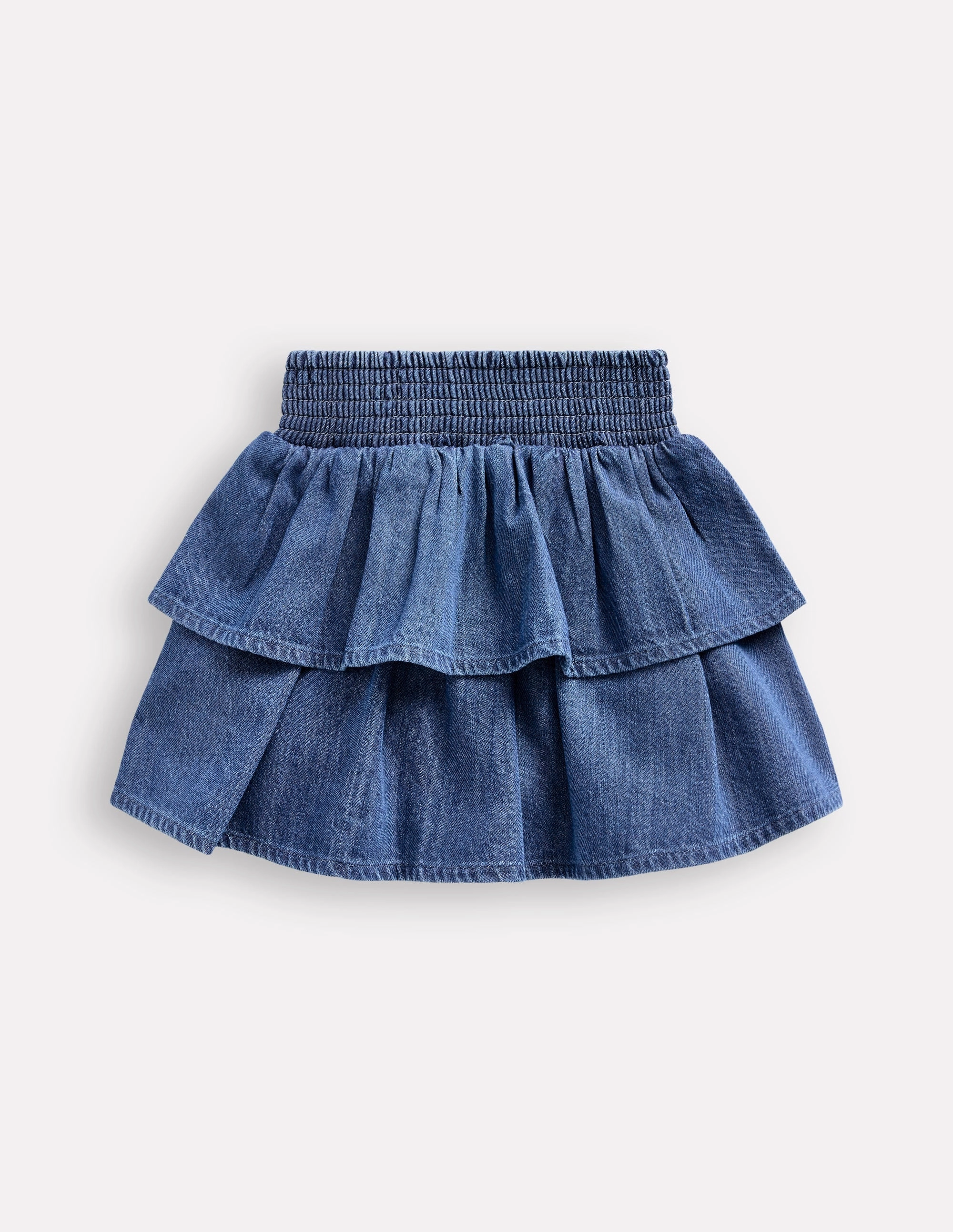 City Tones Tiered Woven Skirt-Chambray