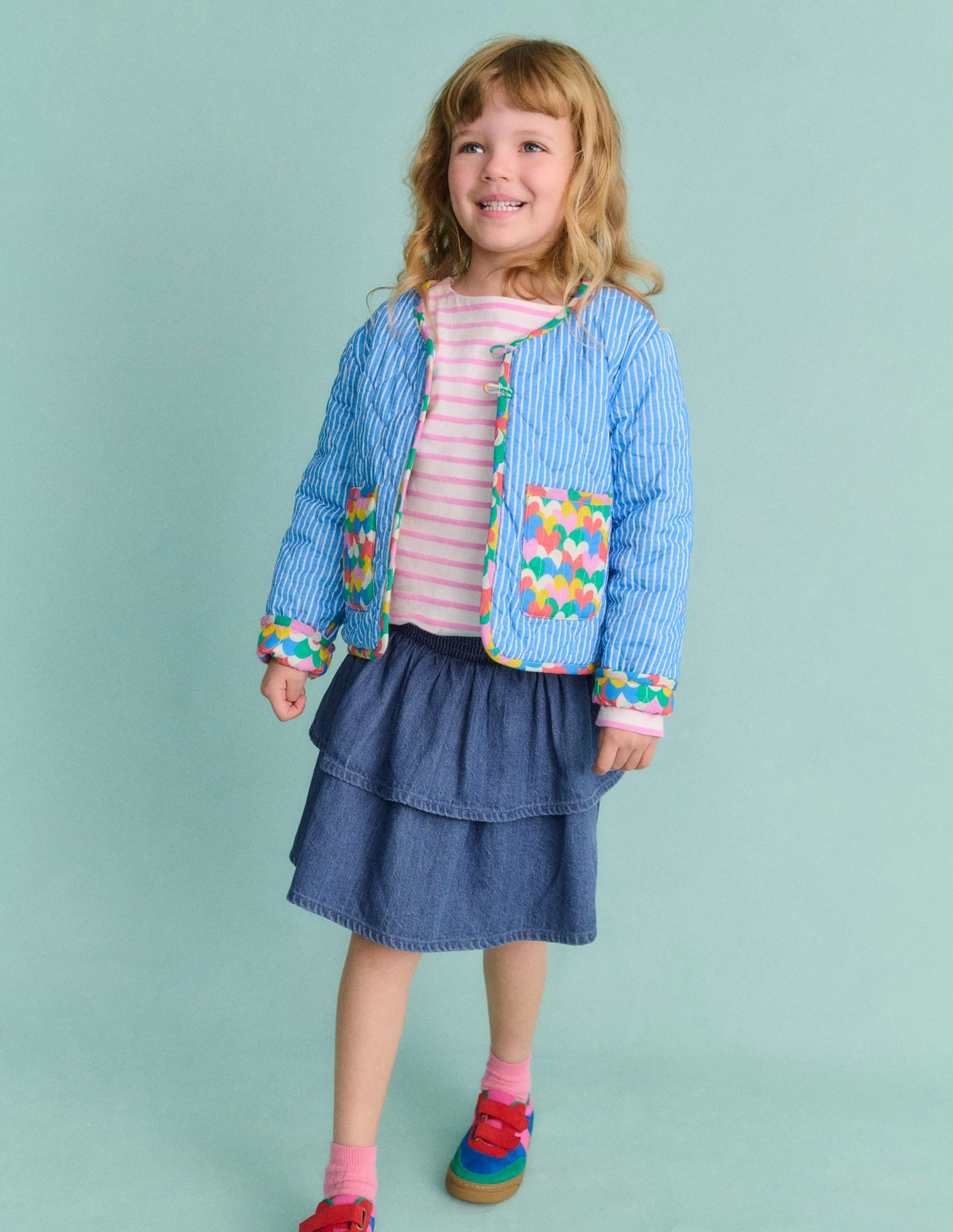 Gentle Comfort Tiered Woven Skirt-Chambray