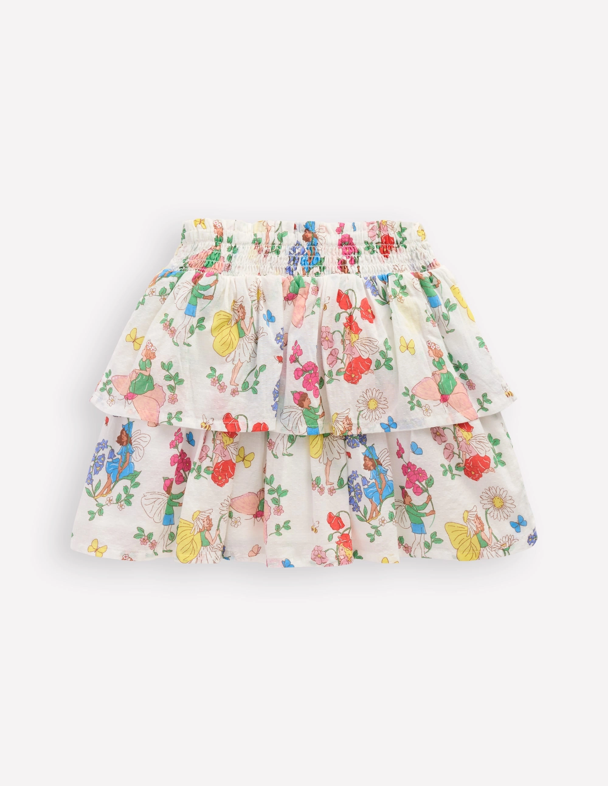 Tiered Woven Skirt-Multi Flower Fairy Breathable Material Bold Look