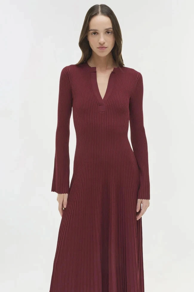 Genna Knit Midi Dress Cranberry Artistic Edge