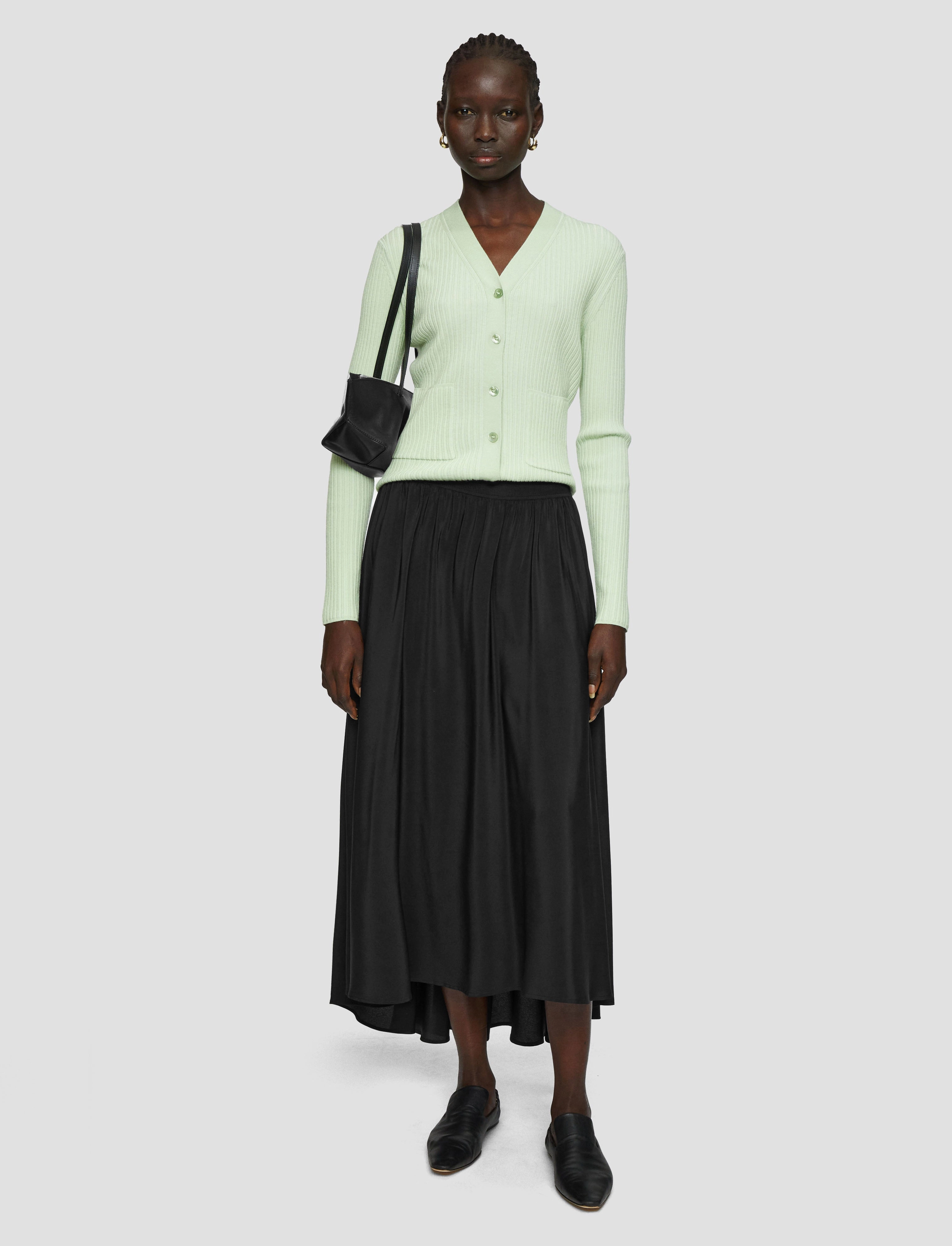 Laidback Mood Adjustable drawstring Violet Crepe de Soie Silk Skirt