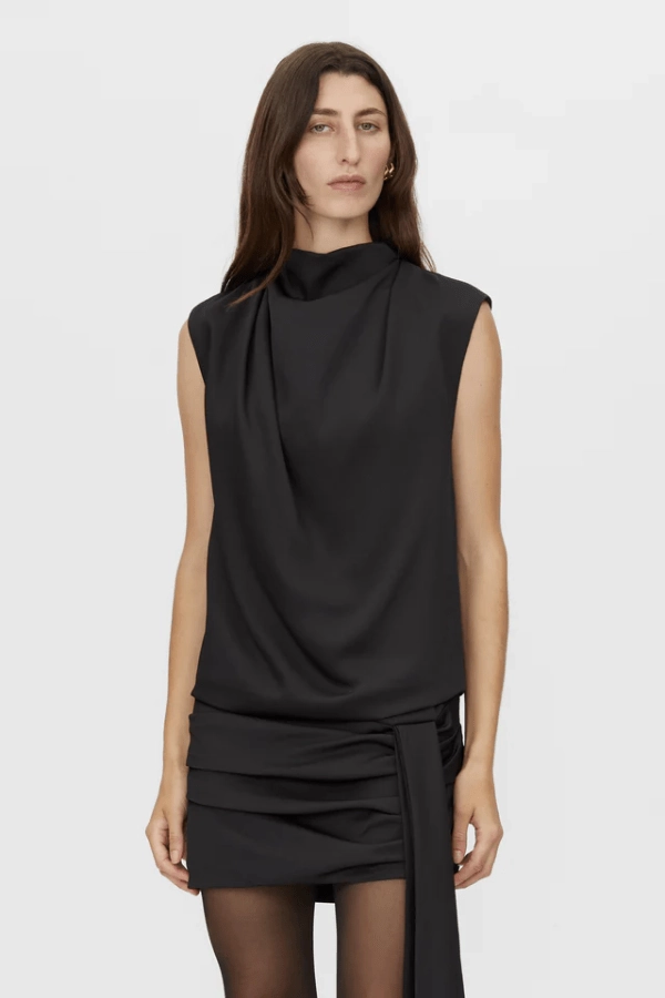 Cyphre Mini Dress Black Sweetheart Cut Scandi Light