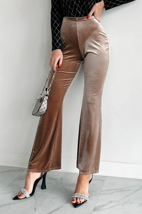 Soft Wear Comfy Texture Timeless Treasures Velvet Pants (Tan)