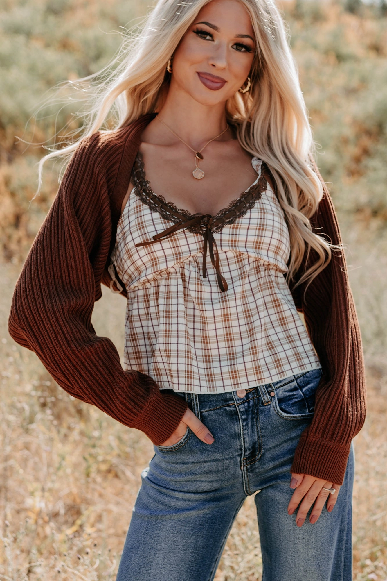 Toasted Coconut Season Bolero Shrug Cardigan (Chestnut) Quick Dry Technology