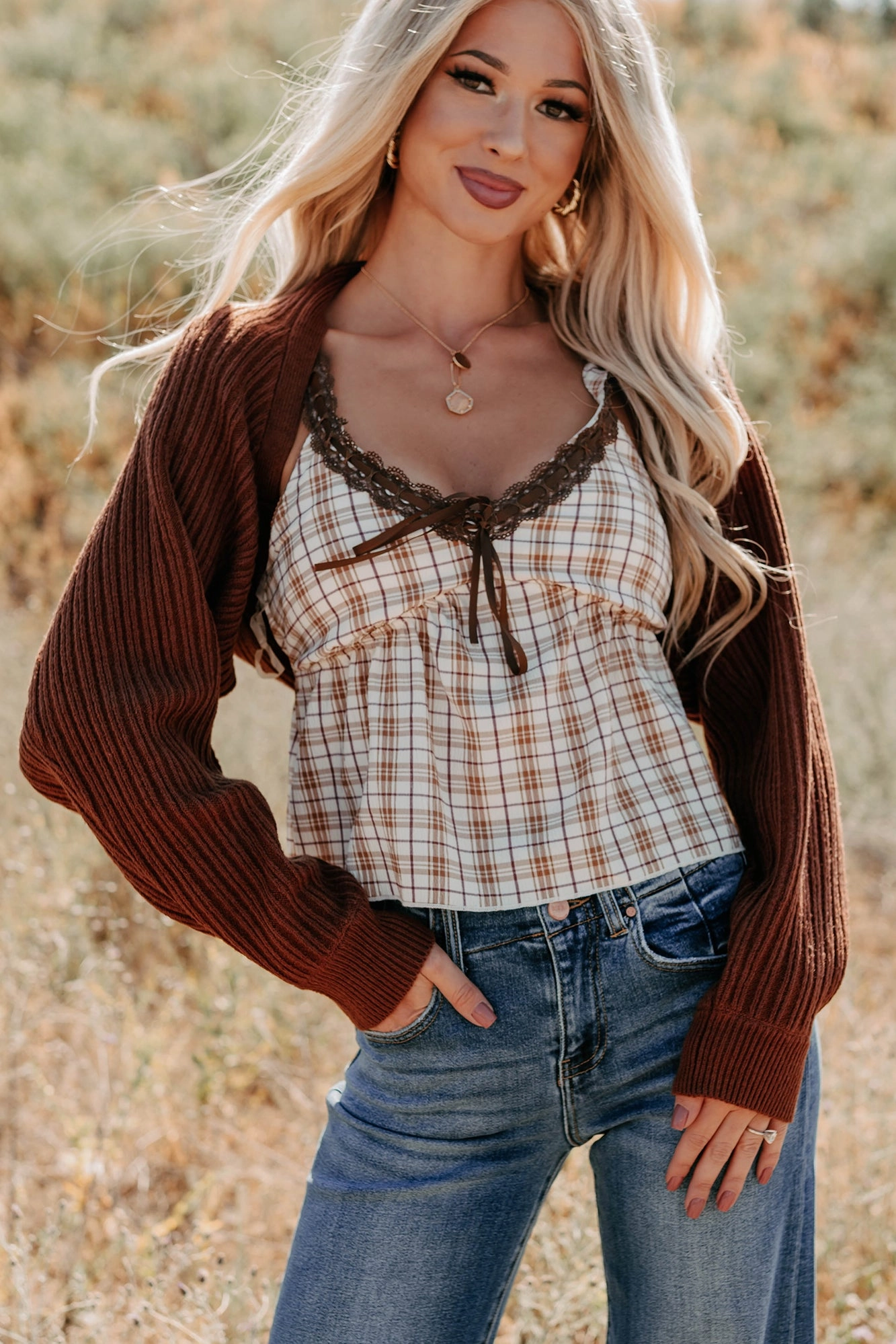 Toasted Coconut Season Bolero Shrug Cardigan (Chestnut) NonIrritating Seams