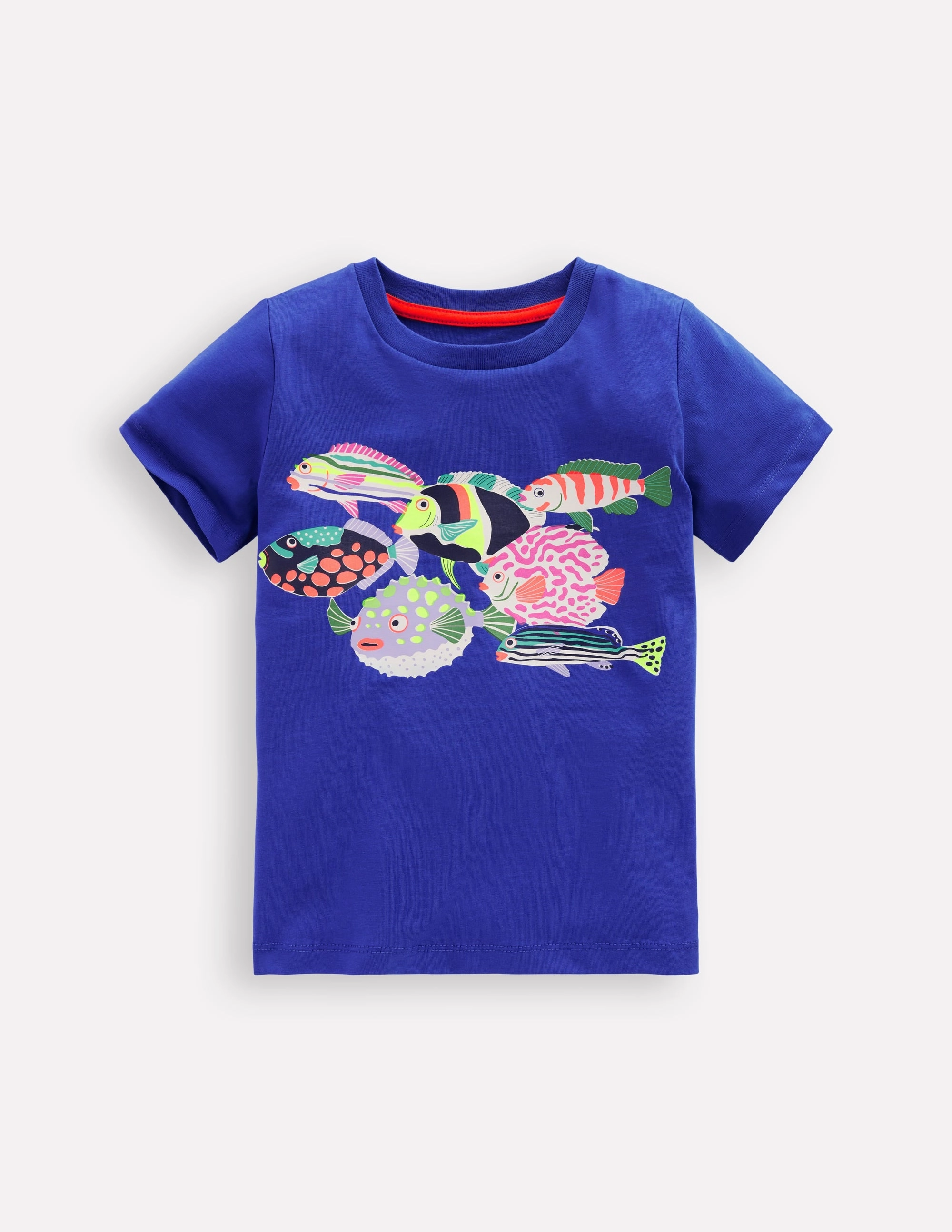 Bound Seam Edges LaserCutVents Short Sleeve Riso T-Shirt-Blue Heron Fish