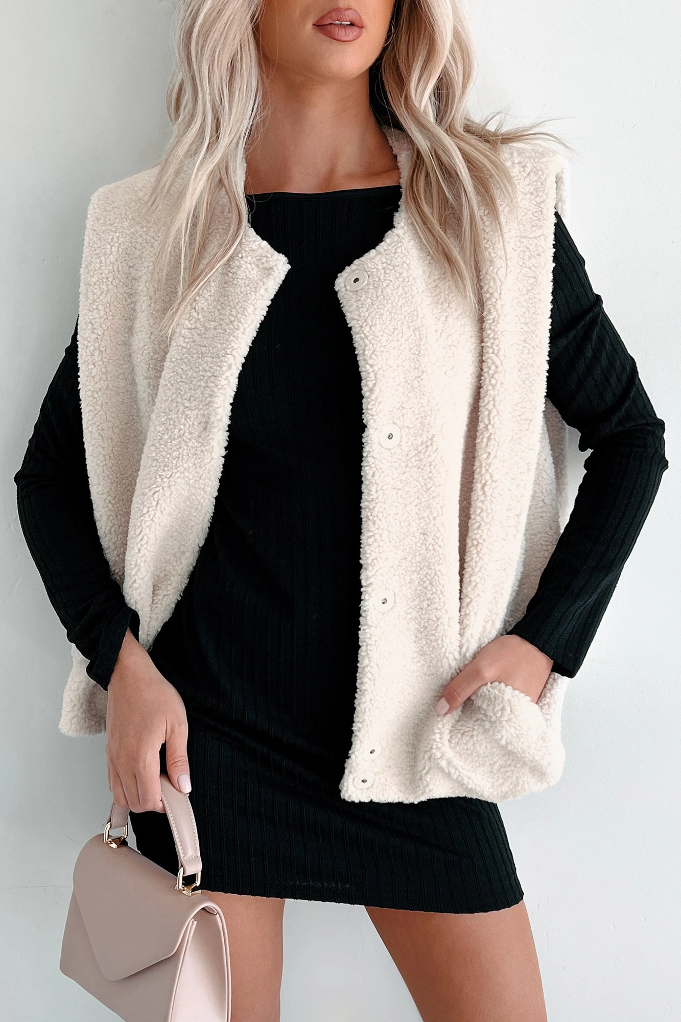 Brushed Interior Took A Chance Oversized Sherpa Vest (Cream)