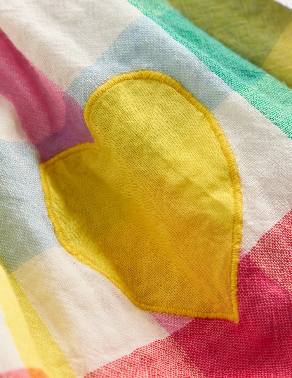 Double Cloth Printed Skirt-Multi Heart Check Signature Line Cozy Tones