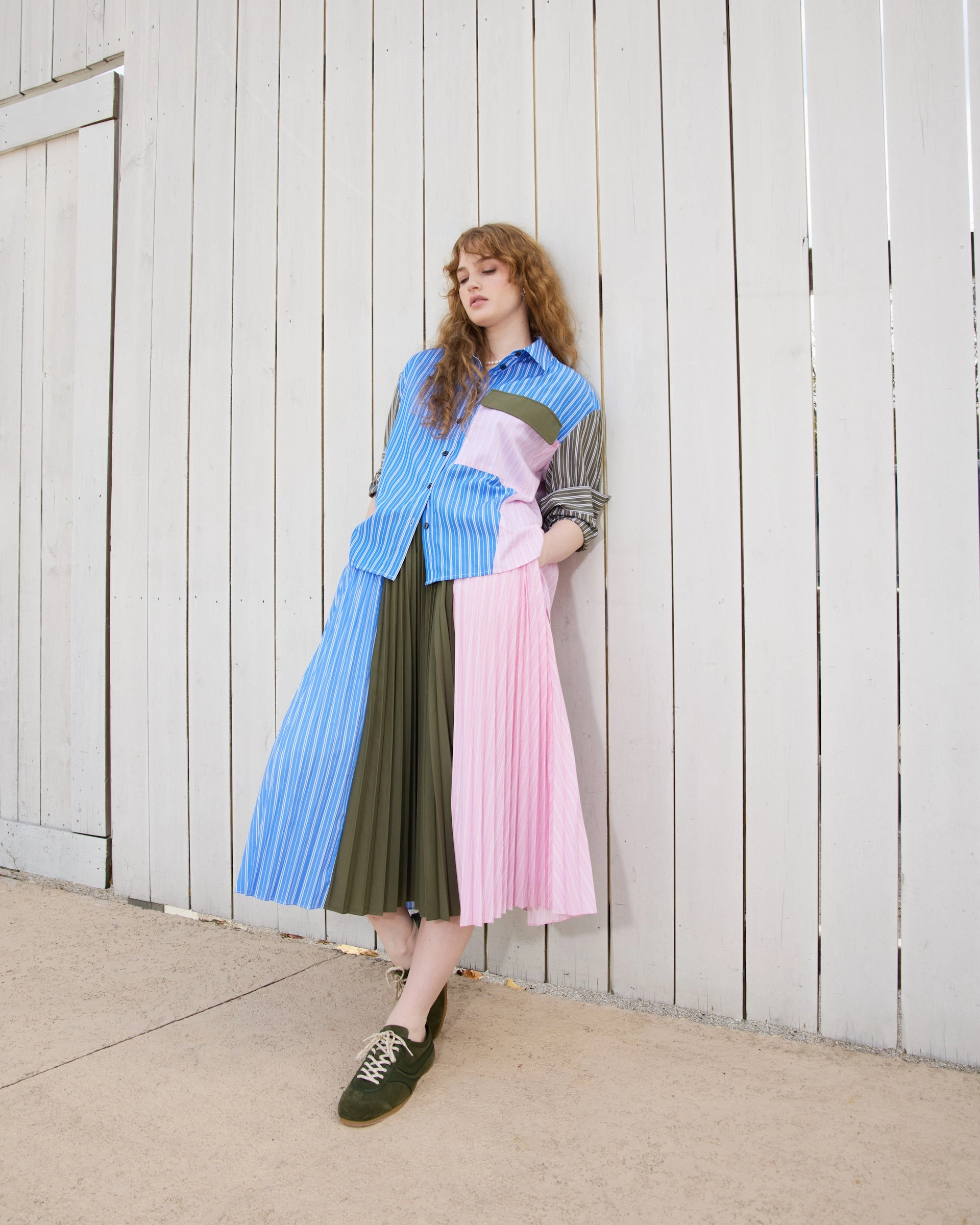 Low Profile Waistband Integration Layered Neckline Details Topher Stripe Top