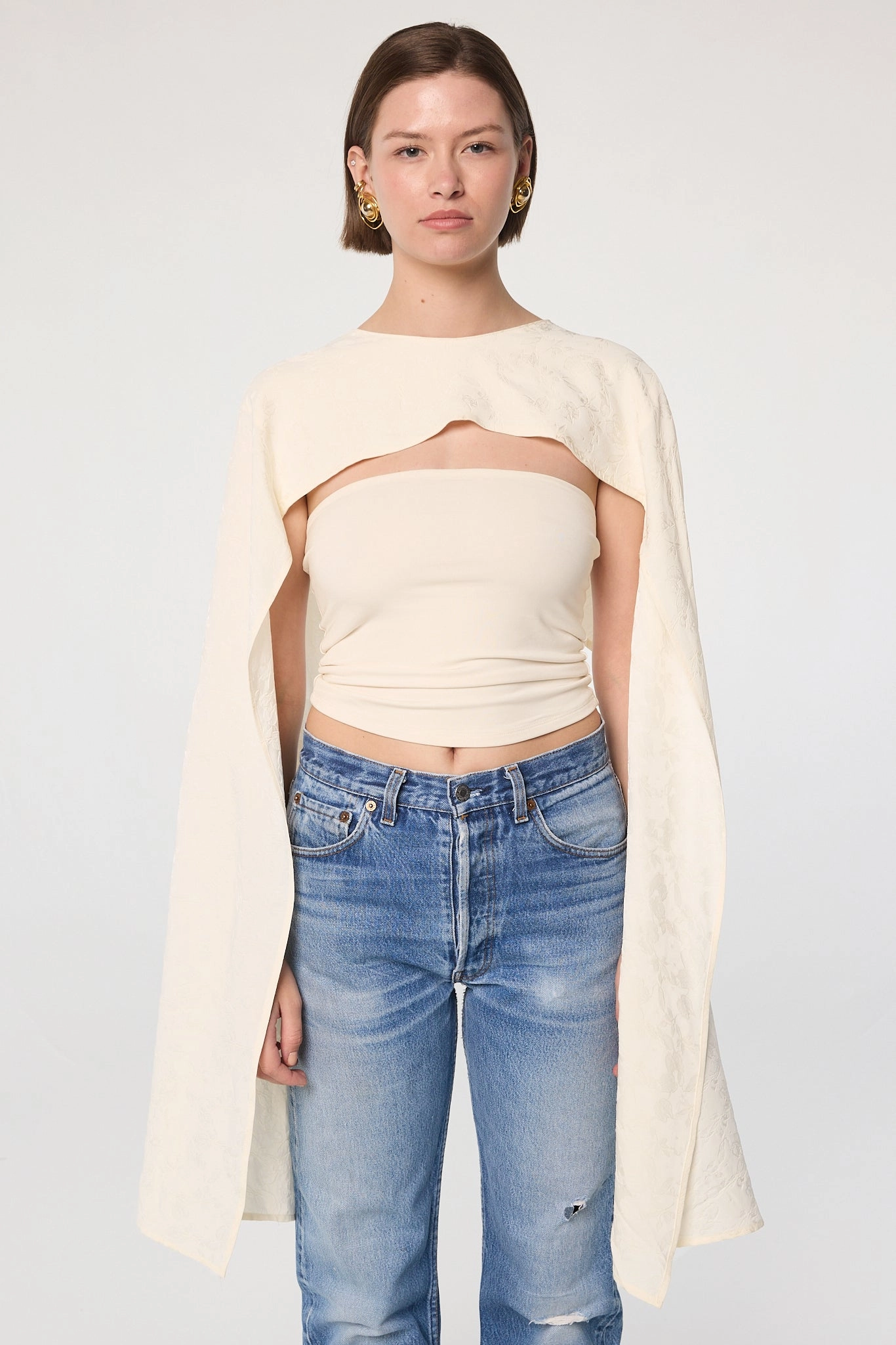 Ribbed Collar Design MoistureWicking TORA CAPE TOP