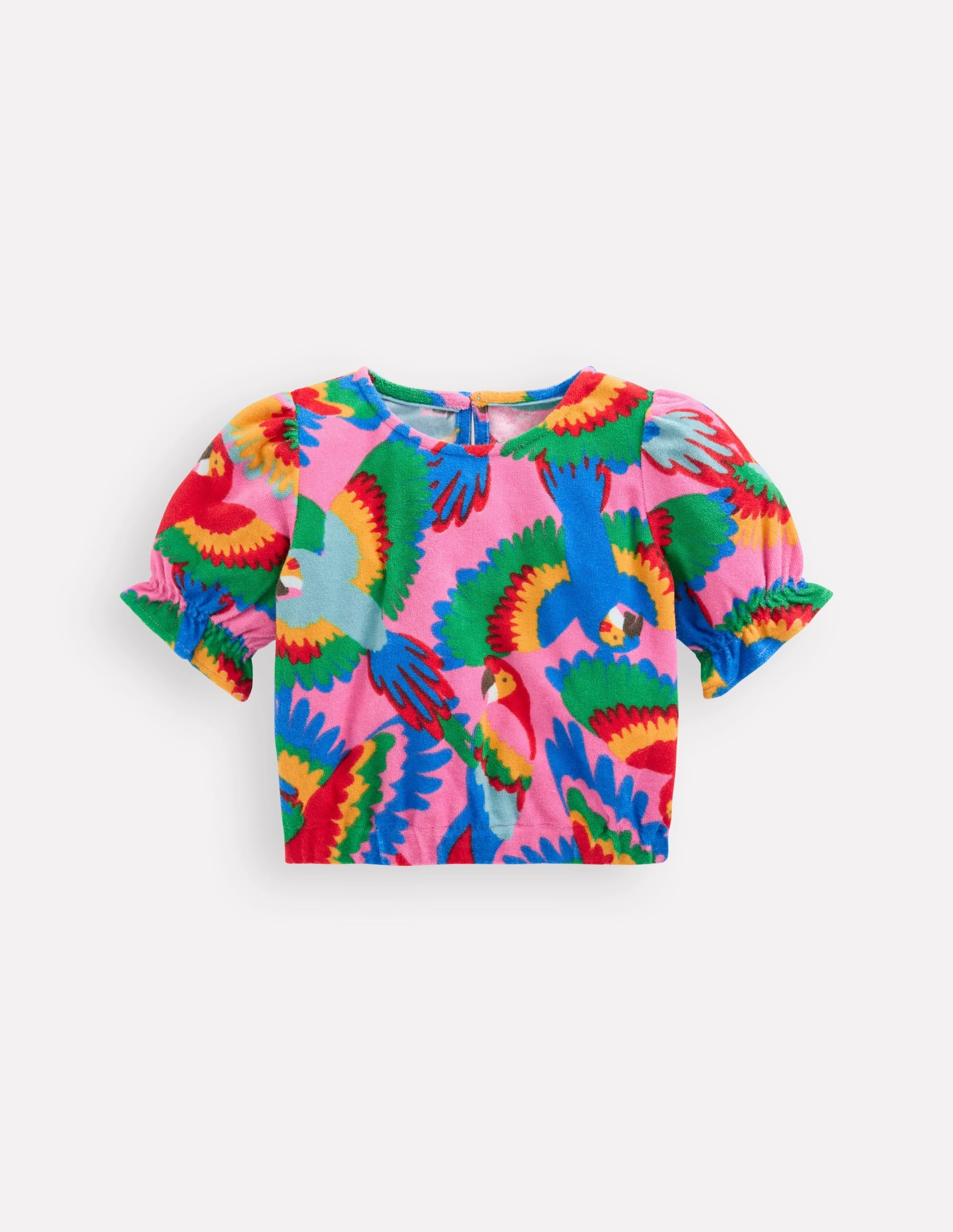 Towelling Top-Multi Rainbow Parrot Soft Material