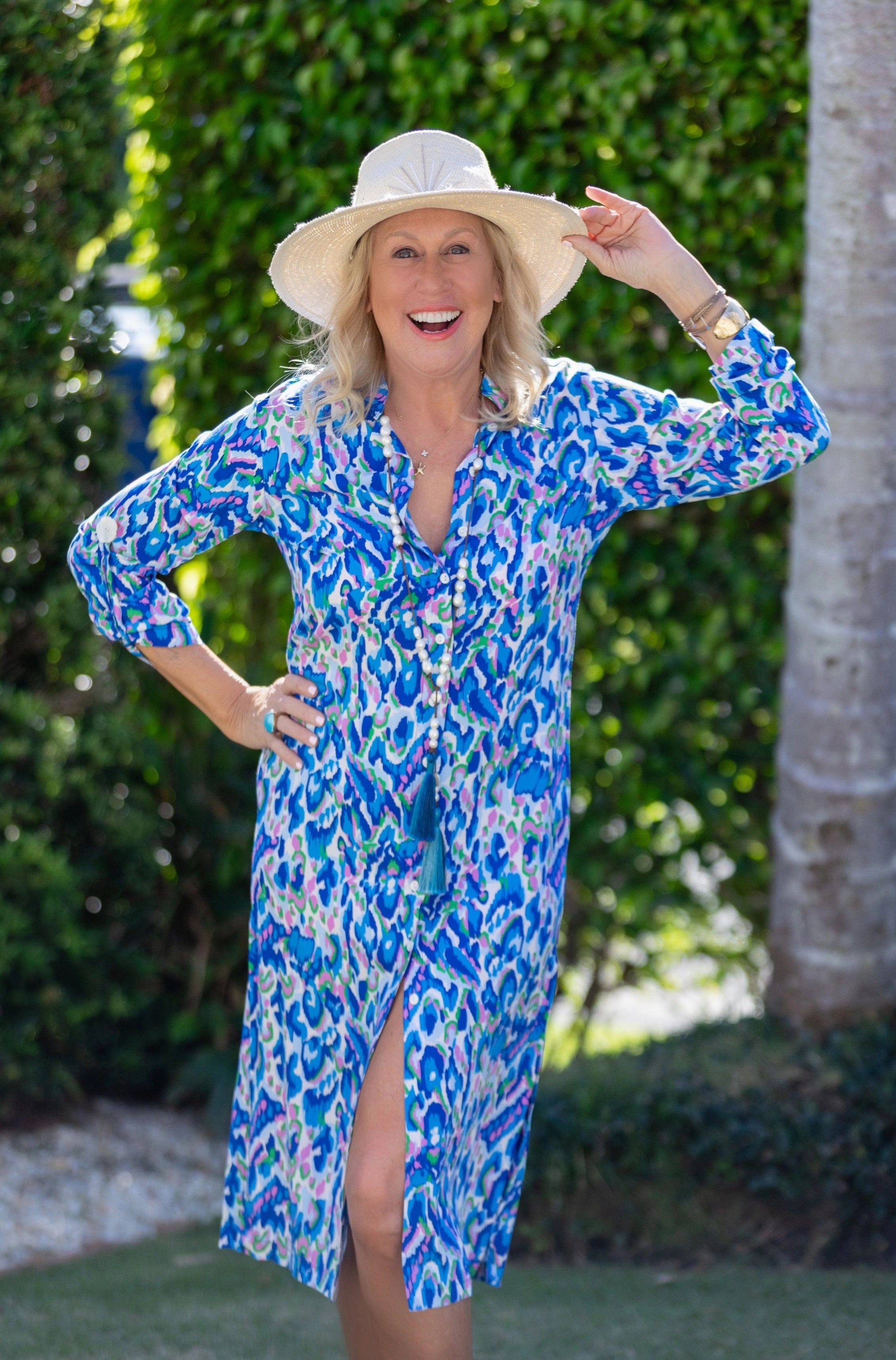 Traveler Dress / Pink-Cobalt Korean Mood Sharp Design