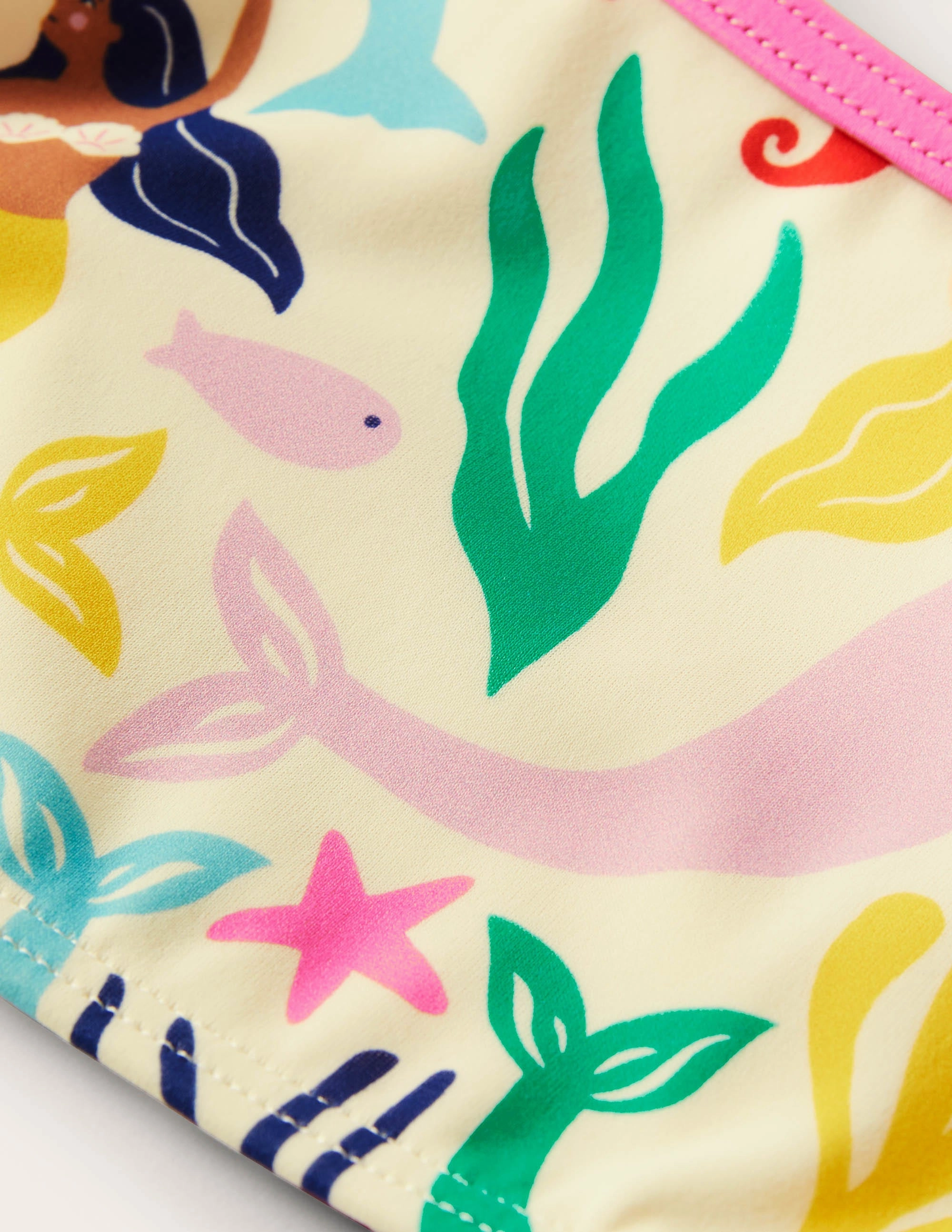 Patterned Bikini Top-Multi Mermaids Seamless Fit Stretch Fit Technology