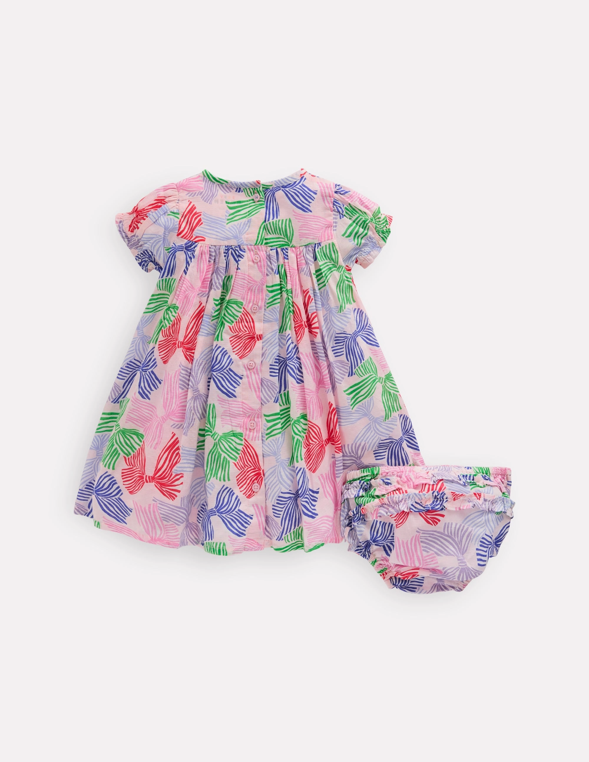 Euro Touch Gathered Woven Dress-French Pink Bows