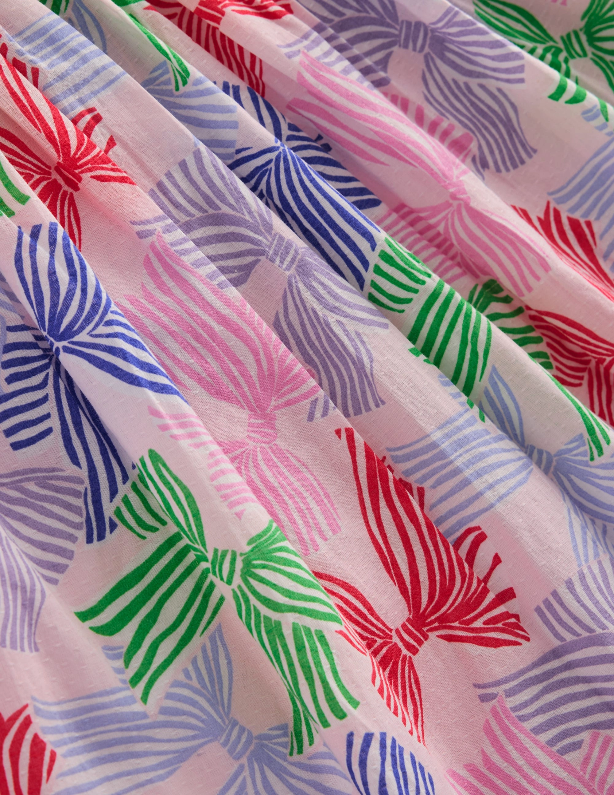 Gathered Woven Dress-French Pink Bows Minimal Harmony