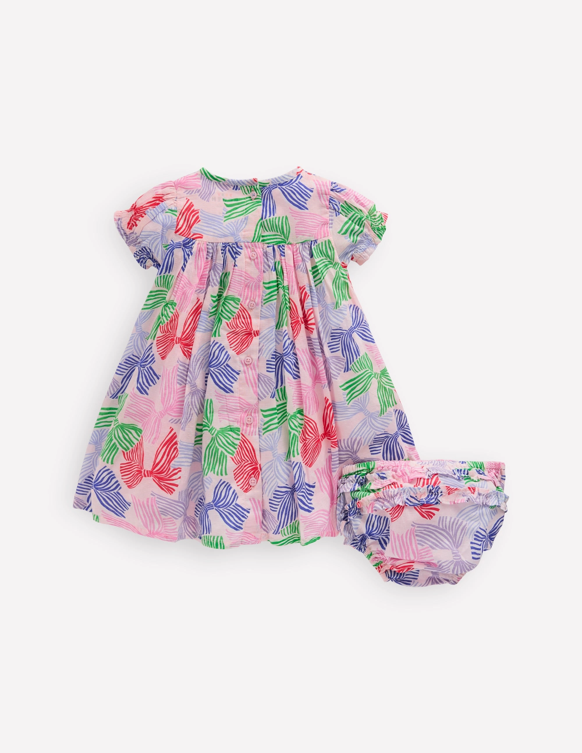 Gathered Woven Dress-French Pink Bows Simple Ease