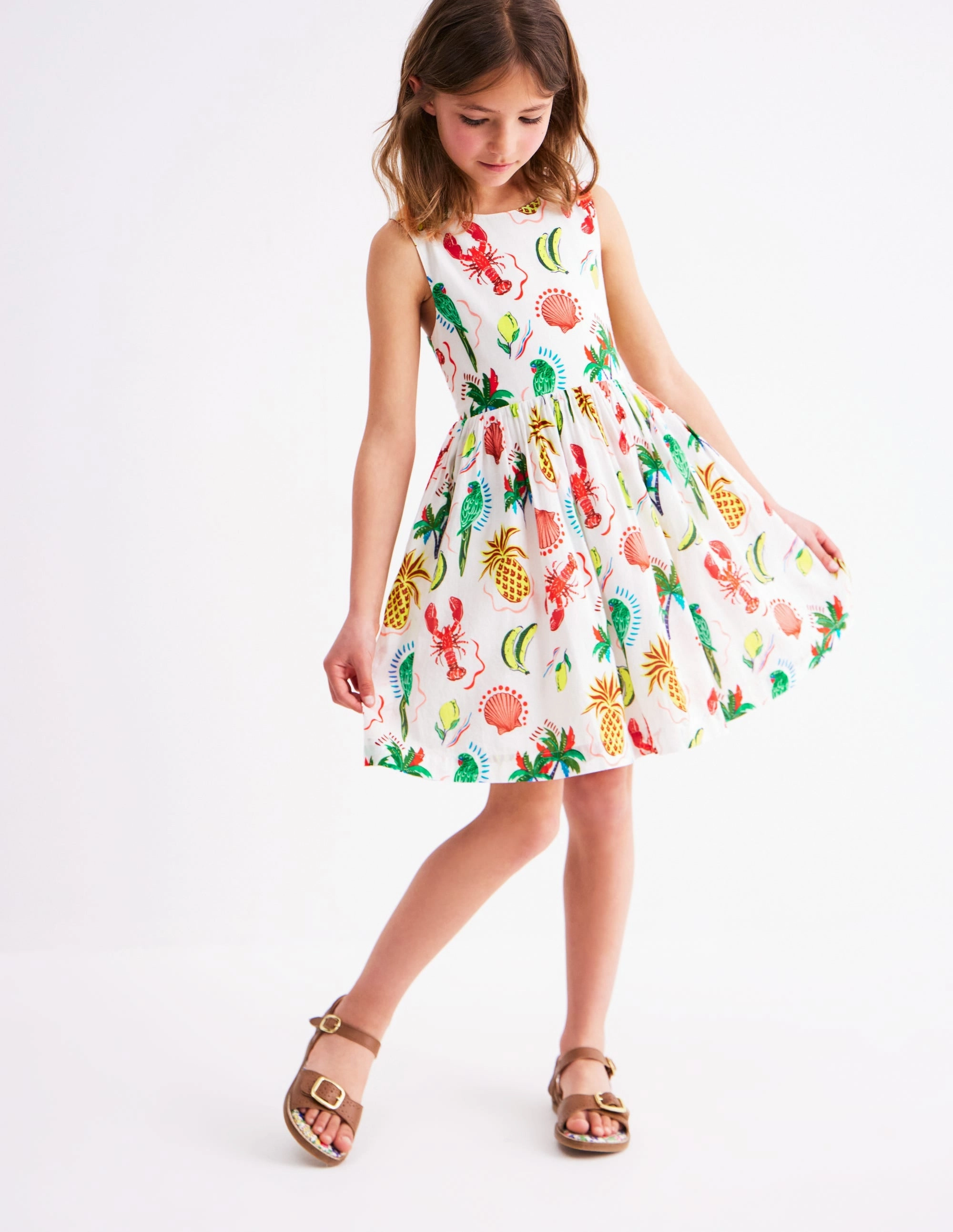 Classic Design Harper Cross-Back Dress-Multi Tropical