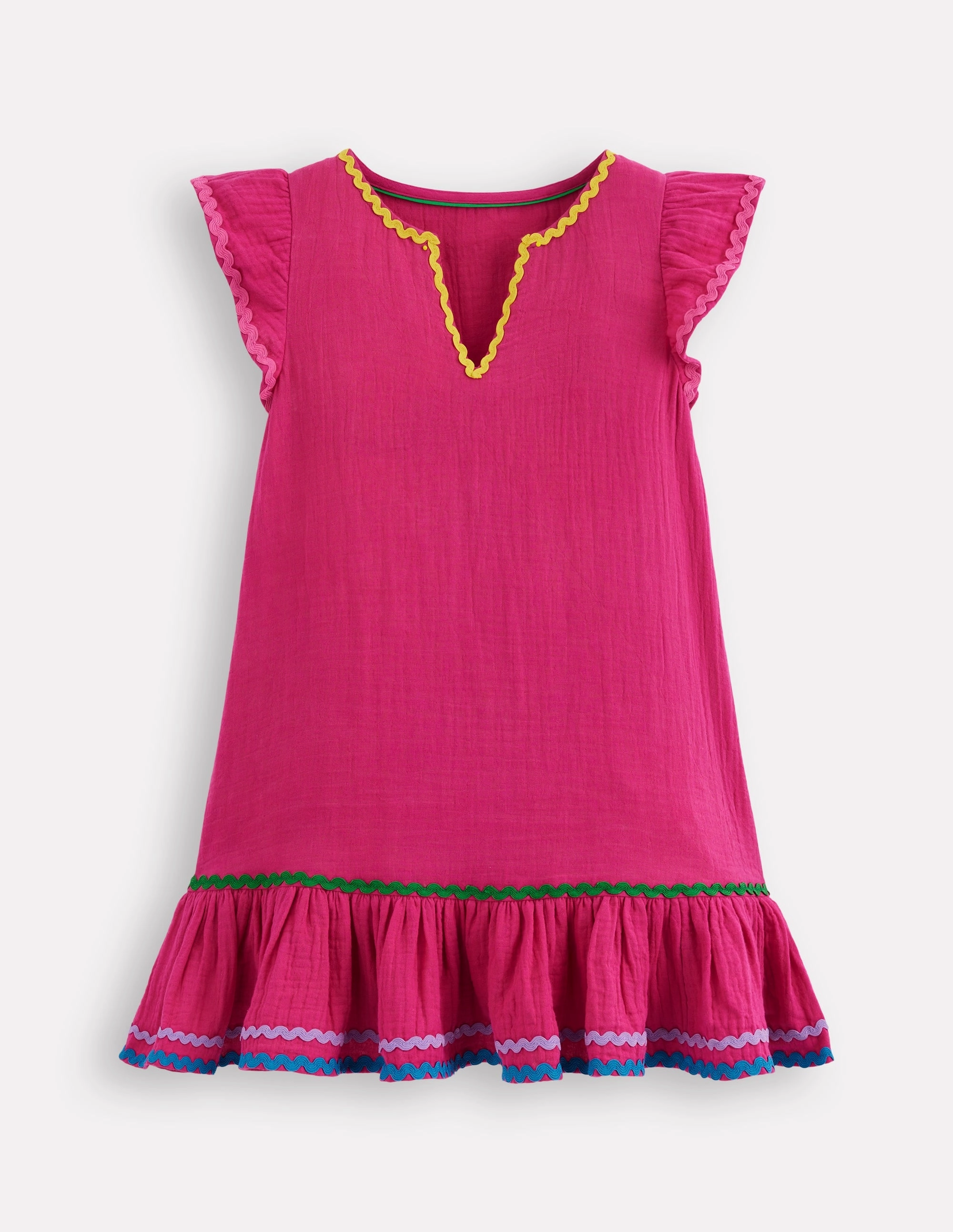 Sculpted Detail Calm Fit Emmy Woven Beach Dress-Raspberry Pink