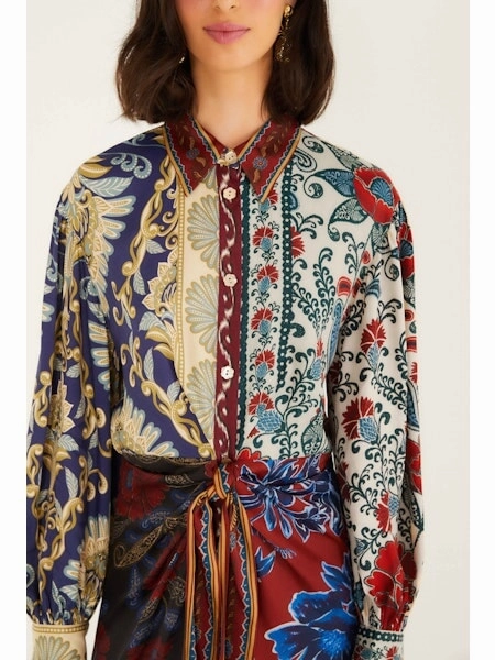 Beaded-Edge Silky-Feel Navy Winter Mix Midi Dress