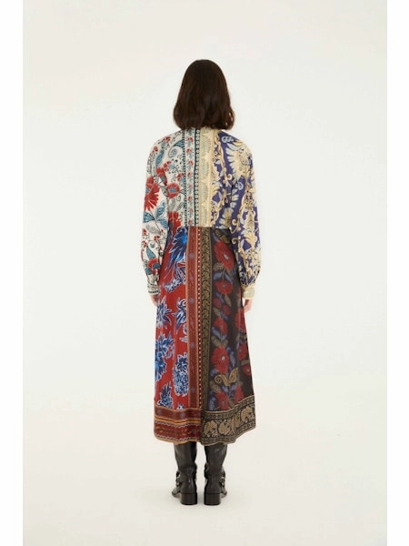 Navy Winter Mix Midi Dress Chic Layered Wear